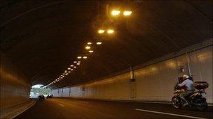 Motorcyclist in tunnel. Photo: Getty Images