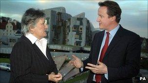 Scottish Conservative Leader Annabel Goldie and Tory leader David Cameron