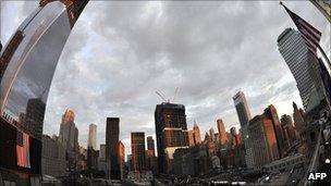 Ground Zero memorial in New York on 10 September 2011