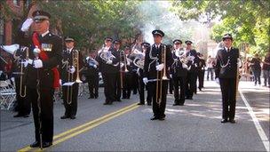 British policemen at a remembrance service in Brooklyn