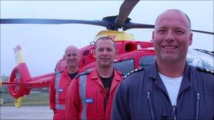 Neil Lentern (middle) and air ambulance crew