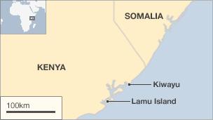 Map showing Lamu and Kiwayu