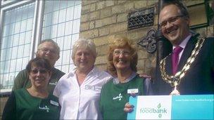 The Mayor of Hornsea, Carl Milson, opens the Hornsea foodbank