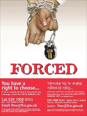 One of the government's forced marriage posters in English and Bengali