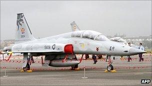 File image of an ageing F-5 jet on the runway in Hualien on 25 May 2011