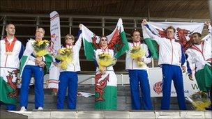 Welsh Paralympians being welcomed home after the 2008 Beijing Games