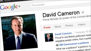 David Cameron's Google+ page