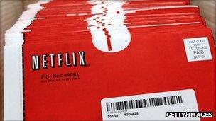 Netflix DVDs waiting to be posted out to customers