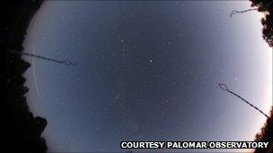 An image of the fireball, courtesy of Palomar Observatory