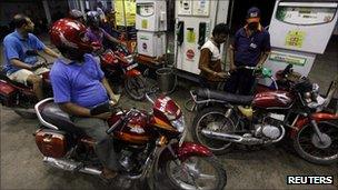 A fuel station in Calcutta on 15 September 2011