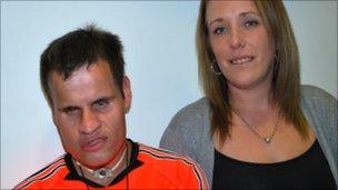 Ben Noble with his support worker Stacey Darby