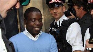 Kweku Adoboli leaving City of London Magistrates Court