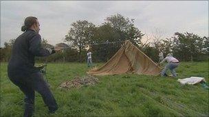 Protesters set up camp in Banks