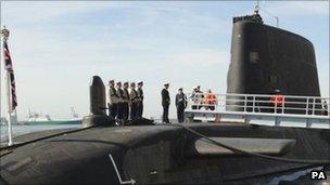 HMS Astute arriving in Southampton on 6 April