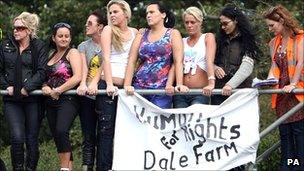 Travellers and campaigners at Dale Farm