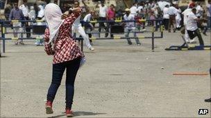 An Egyptian anti-Mubarak protester