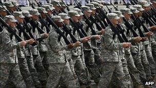 US Army soldiers on parade