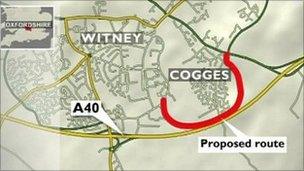 Cogges Link Road proposed route