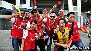 Arsenal fans in Malaysia attending one of the club's tour games in the summer of 2011