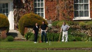 Lord Prescott playing croquet