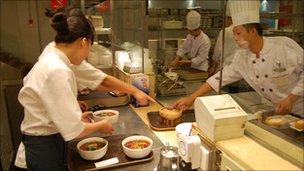 Kitchen at Jin Ding Xuan restaurant in Beijing