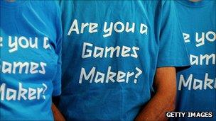 Volunteers wearing Games Maker t-shirts