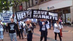 Market traders march through Birmingham