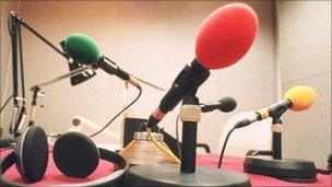 Microphones in radio studio