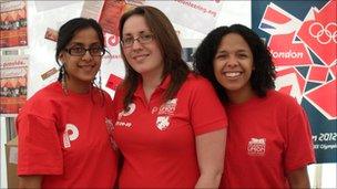 Ruth Faulkner (centre) with fellow Queen Mary volunteers