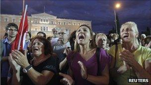 Protesters from the Greek Communist-affiliated trade union Pame at a rally against austerity measures in Athens