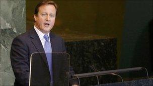 David Cameron addresses the UN on 22 September 2011