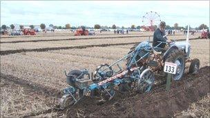 Michael Watkins taking part in the British National Ploughing Championships. Copyright: Society of Ploughmen