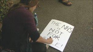 Campaigners gather in Stroud to protest against NHS Gloucestershire