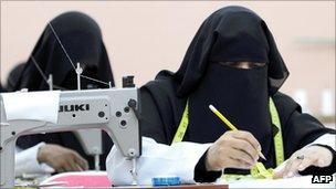 Saudi seamstresses in a factory in Jeddah (file picture)