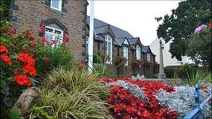 Flowers outside St Martin's Parish Hall