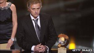 Jose Mourinho with the 2010 FIFA World Coach of the Year