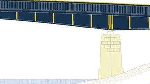 Artist's impression of the new colour scheme for Upton bridge