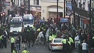 Football fans in Brighton