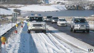 Snow on the A30 in Okehampton in 2009 - Pic: PA