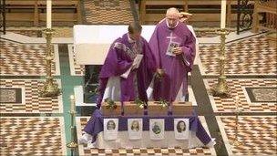 Funeral mass at St Thomas church