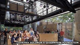 An interior shot of the BMW Guggenheim lab