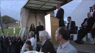 Martin McGuinness addressed a large crowd at Free Derry Corner