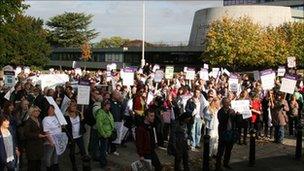 Unison members outside Shirehall