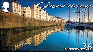 Guernsey stamp showing Victoria Marina in St Peter Port