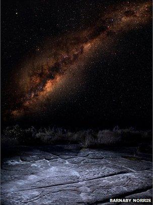 The emu in the sky rock carving and constellation