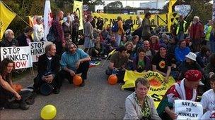 Protesters outside the gates on Monday 3 October