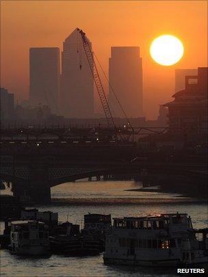 Canary Wharf business district in London