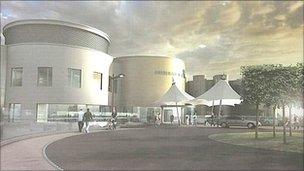 Artist impression of the specialist emergency care hospital with a children's wing