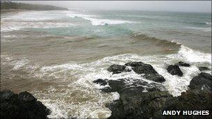 Discharge from an overflow at Godrevy in Cornwall