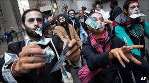 Corporate Zombies at Wall Street protests